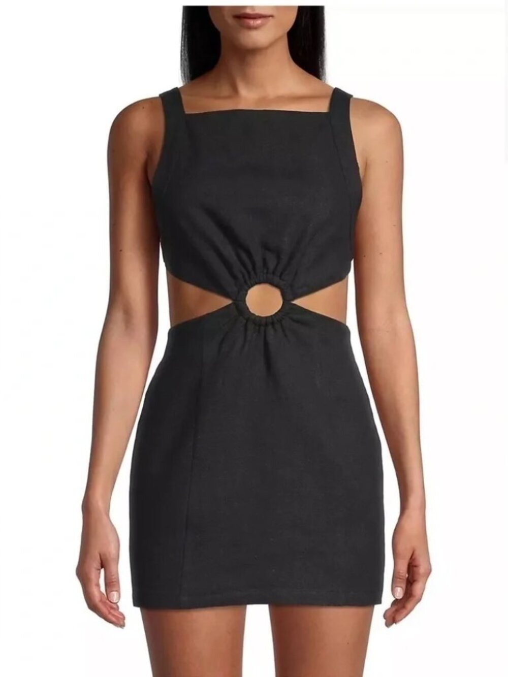 Hansen & Gretel Paradiso Mini Dress Black | Linen | Cutout | Size Large